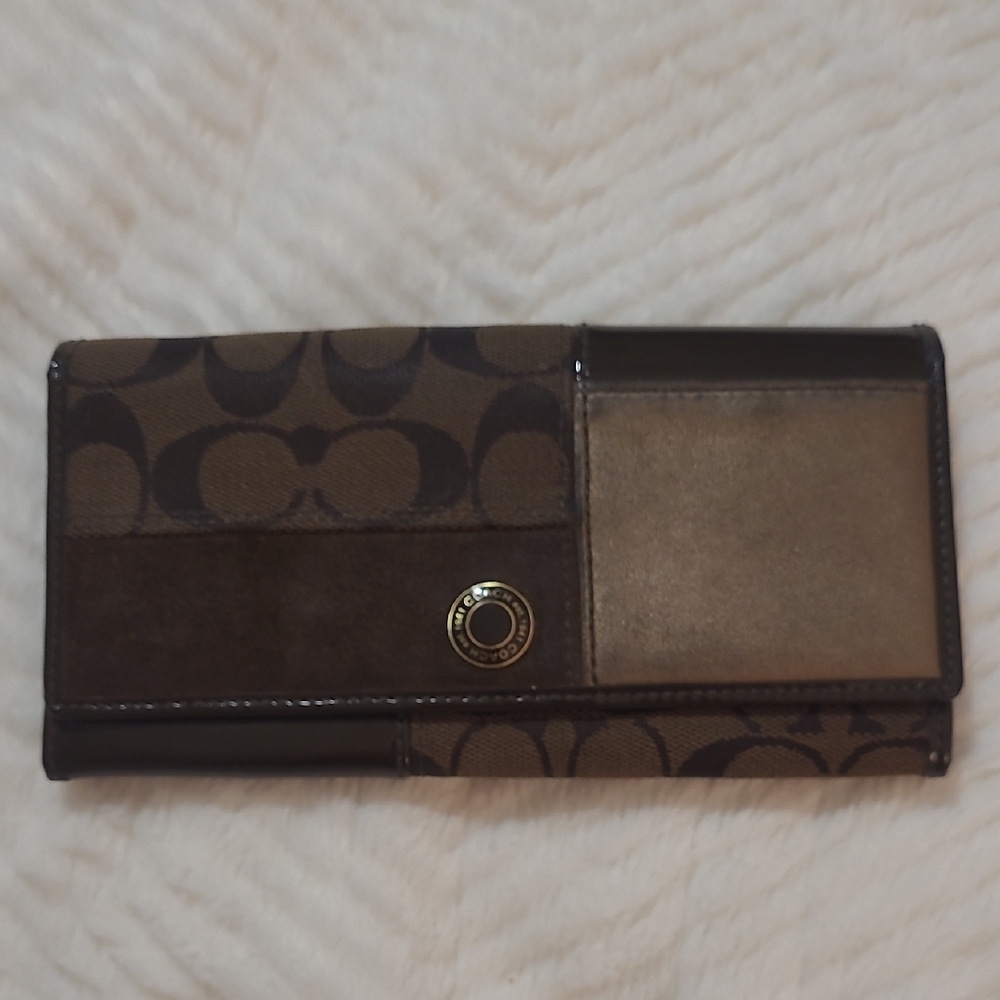 Coach Brown and Gold Tone Wallet